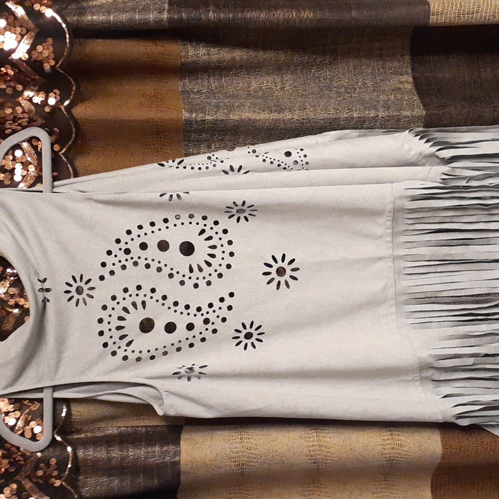 super soft suede like vest, silvery grey